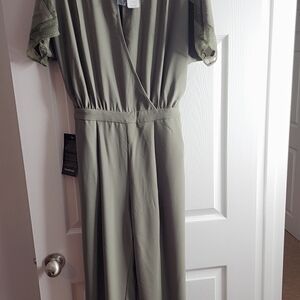 Bebe Olive Lace Trim Jumpsuit